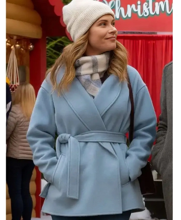 Single on the 25th Lyndsy Fonseca Blue Wool Coat