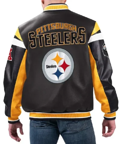Alternative view of Pittsburgh Steelers Black Varsity Full-Zip Leather Jacket