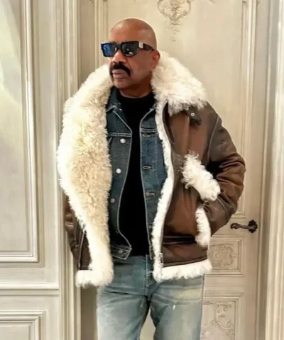 Steve Harvey Leather Aviator Jacket