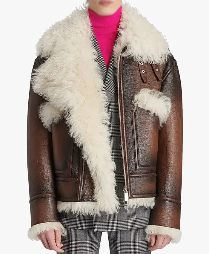Steve Harvey Ooze Aviator Swag Shearling Leather Jacket