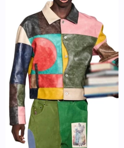 TV Show Good Morning Samuel Arnold Colorblock Leather Jacket