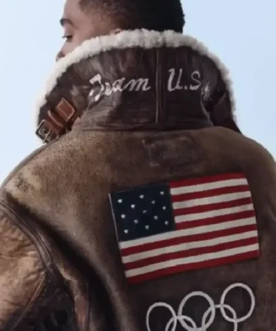 Team USA Brown Leather Flight Jacket
