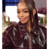 The Jennifer Hudson Show Season 3 Marsai Martin Burgundy Patent Leather Cropped Jacket