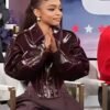 The Jennifer Hudson Show S03 Marsai Martin Burgundy Patent Leather Cropped Jacket