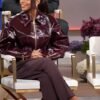 The Jennifer Hudson Show S03 Marsai Martin Burgundy Patent Cropped Jacket