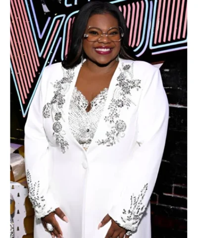 The Voice Season 28 Jazz McKenzie White Embellished Coat