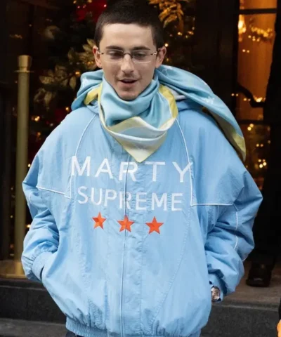 The Tonight Fallon Timothée Chalamet Light Blue Marty Supreme Jacket