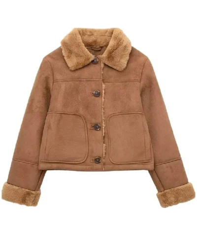 With Love Holiday 2025 Brown Shearling Jacket