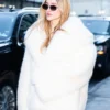 Natalia Dyer New York White Fur Jacket