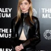 Natalia Dyer NYC PaleyLive Black Leather Jacket