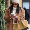 Shay Mitchell Street Style Brown Jacket