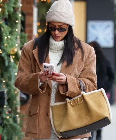 Shay Mitchell Street Style Brown Jacket