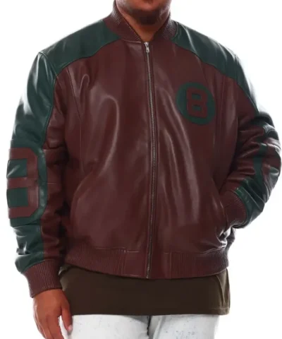 8 Ball Green and Brown Leather Jacket