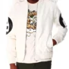 8 Ball White Hooded Leather Jacket