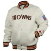 Starter Cleveland Browns 90’s White Satin Full-Snap Bomber Jacket