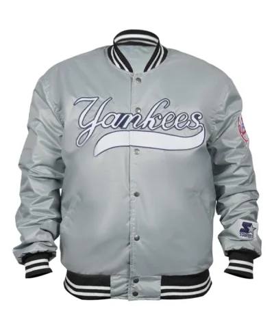 90’s New York Yankees Varsity Silver Jacket