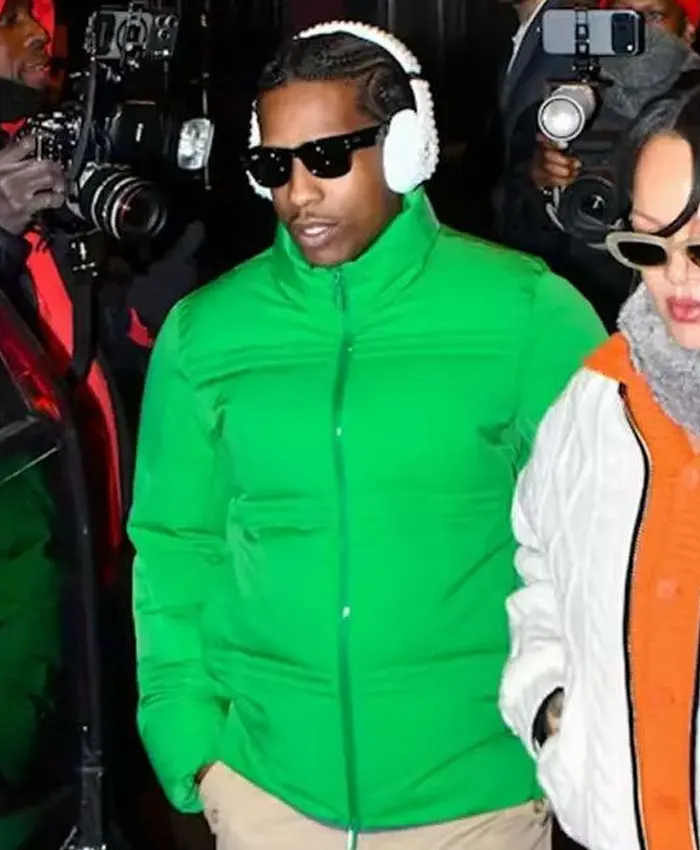 NYC Rally A$AP Rocky Green Puffer Down Jacket