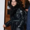 Actress Street Style Jenna Ortega Fur Leather Jacket