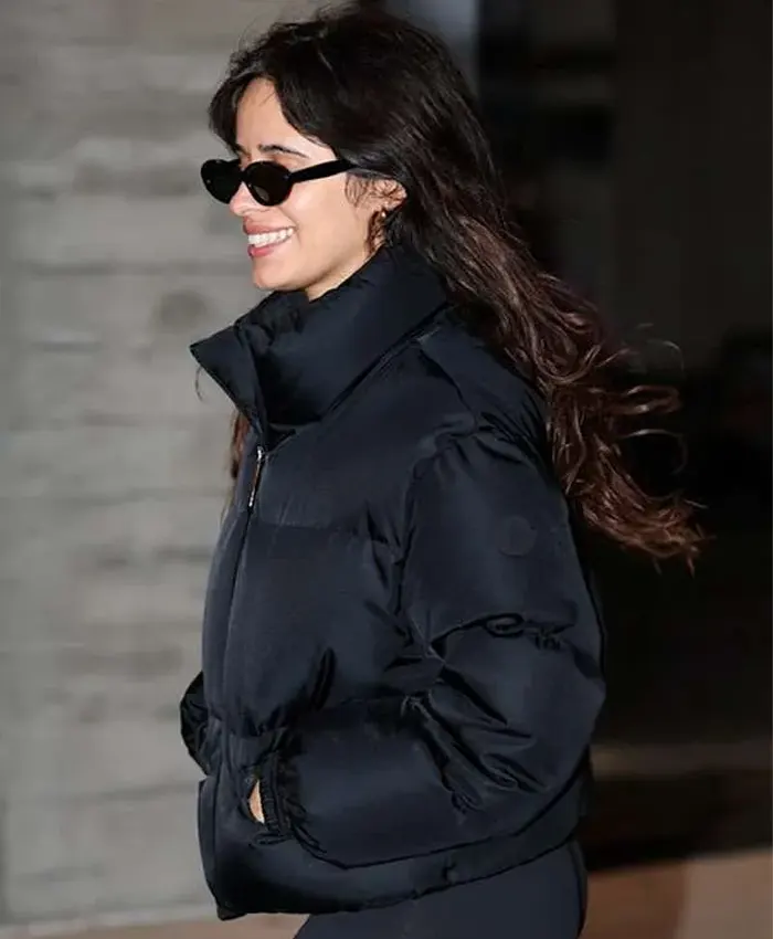 American Singer Camila Cabello Street Style Black Puffer Jacket
