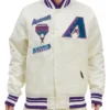 Arizona Diamondbacks Retro Classic Rib Eggshell Varsity Satin Jacket Style 1