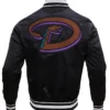 Arizona Diamondbacks Retro Classic Rib Varsity Full-Snap Eggshell Satin Jacket Style 3