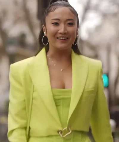 Ashley Park Emily In Paris Neon Cropped Jacket
