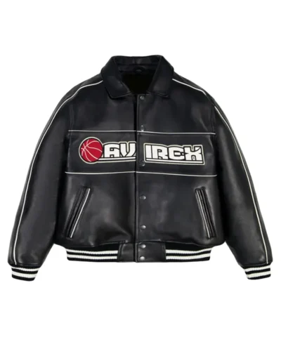 Avirex Basketball Black Bomber Leather Jacket