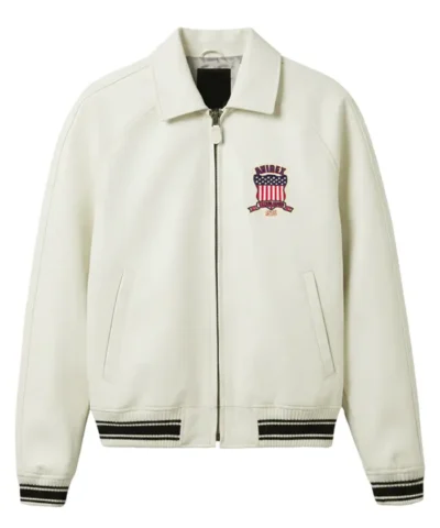 Avirex White Leather Varsity Jacket