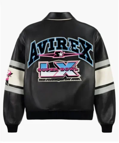 Avirex x Starter Super Bowl LX Black Leather Bomber Jacket for Men and Women