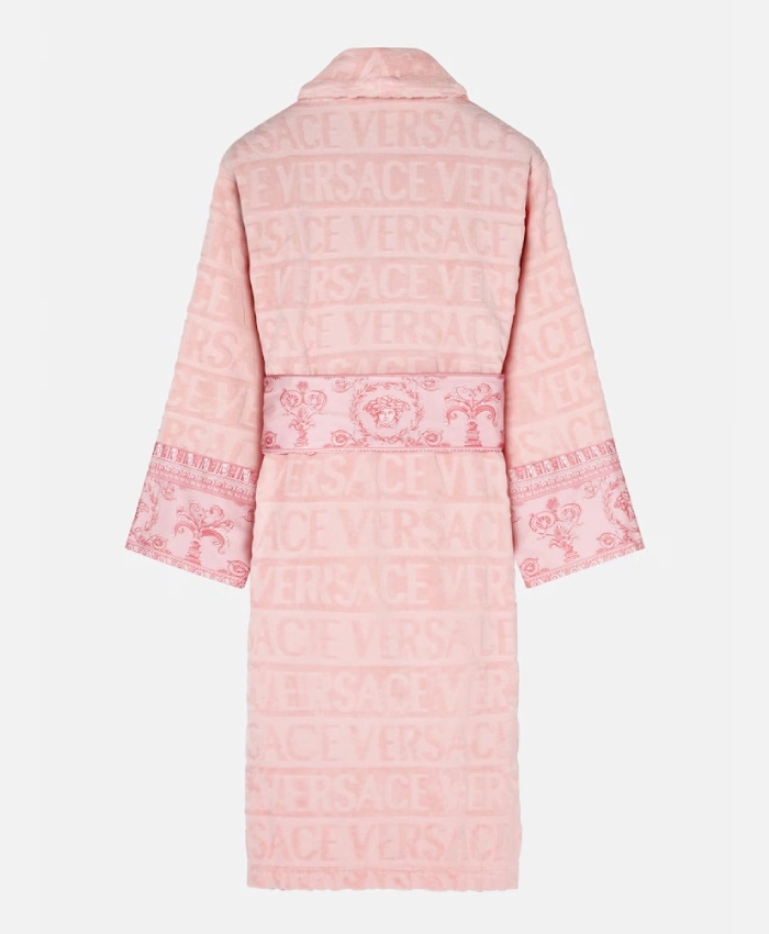 Baby Pink Versace Baroque Bathrobe For Unisex