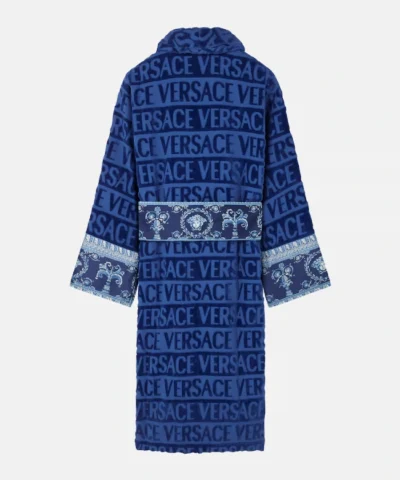 Baroque Print Belt Versace Navy Bathrobe