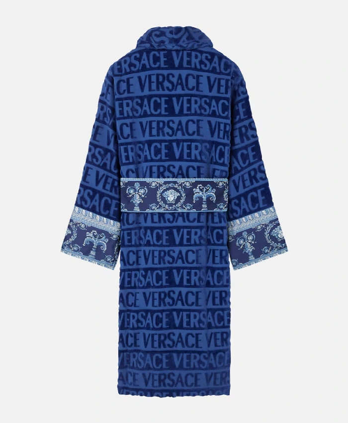 Baroque Print Belt Versace Navy Bathrobe