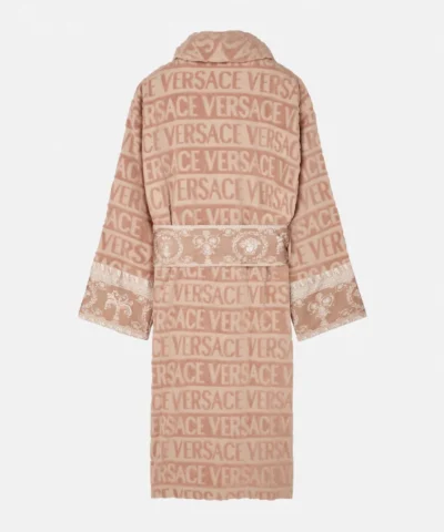 Baroque Printed Beige Versace Belt Bathrobe For Unisex