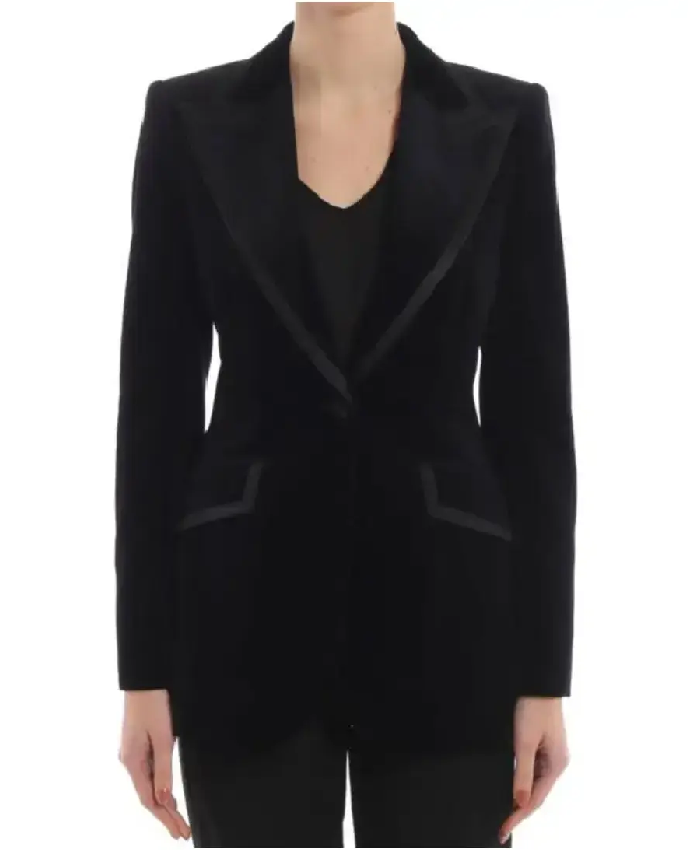 Besson Emily In Paris S05 Black Velvet Blazer