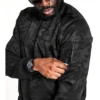 Black Camo Luxe Bomber Jacket