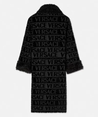 Black Versace Allover Fur Bathrobe For Unisex