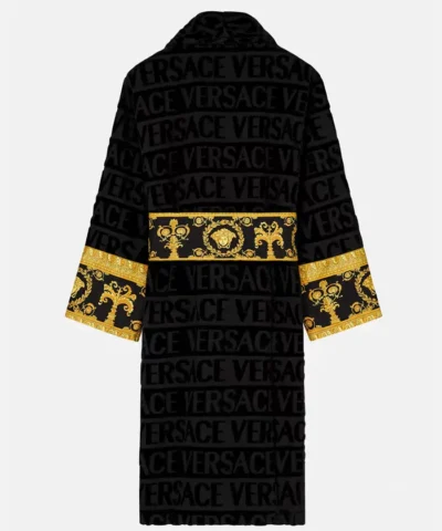Black Versace Bath Robe For Unisex