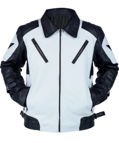 Black and White Moto Leather Jacket