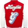 Buy Memphis Grizzlies 2024/25 City Edition Chenille Red Varsity Jacket On Sale