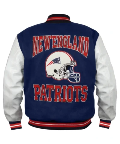 New England Patriots Blue And White Letterman Varsity Jacket