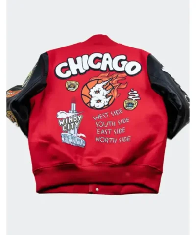 Chicago Windy City Red Snap-Tab Varsity Jacket