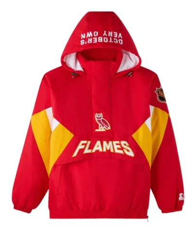 Calgary Flames OVO Red Hooded Jacket