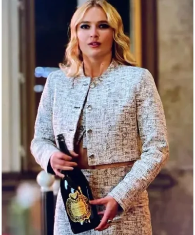 Camille Emily In Paris S03 Grey Cropped Tweed Jacket