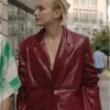 Camille Emily In Paris S03 Maroon Leather Blazer