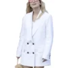 Camille Razat Emily In Paris White Double-Breasted Coat