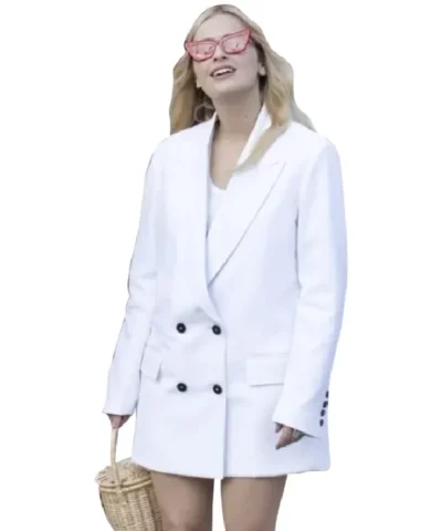Camille Razat Emily In Paris White Double-Breasted Coat
