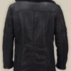 Carlos Three Pockets Buttoned Closure Shearling Fur Black Leather Jacket