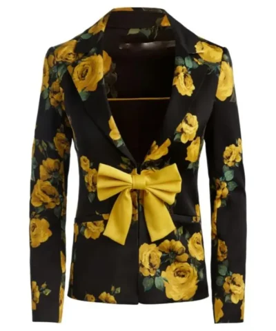 Carrie Preston Elsbeth S03 Floral Yellow Bow Style Blazer