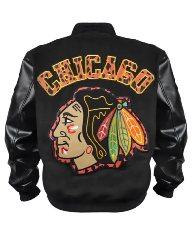 Chicago Blackhawks Animal Patches Varsity Jacket