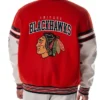 Chicago Blackhawks Drop Shoulder Full-Snap Red Varsity Jacket Man